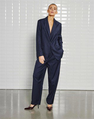 Valentina WBL Striped Bukser - Midnight Blue Pinstripe